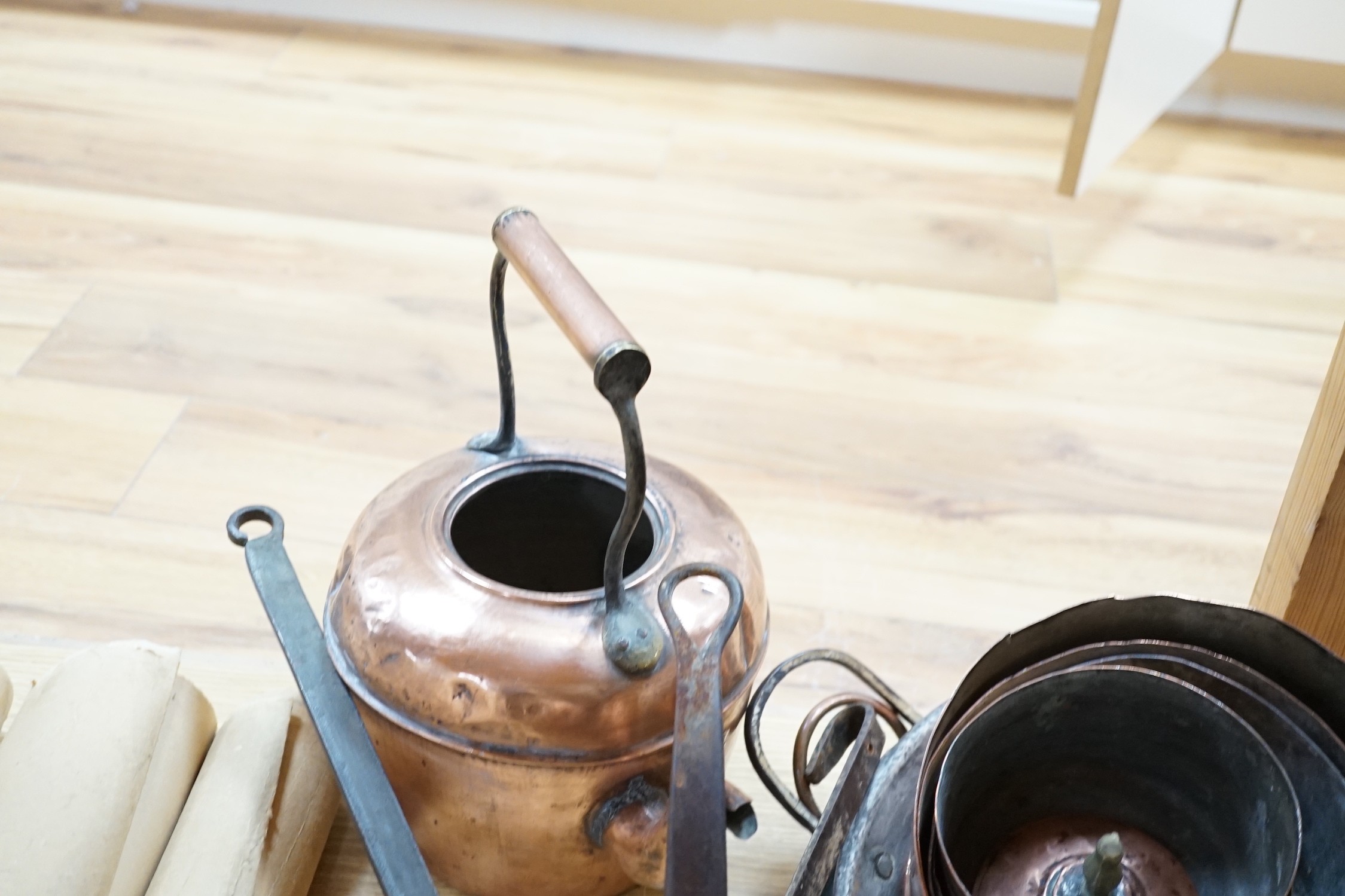 Twelve pieces of 19th century French copperware